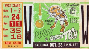 1965 Navy vs. Georgia Tech Ticket Stub Canvas